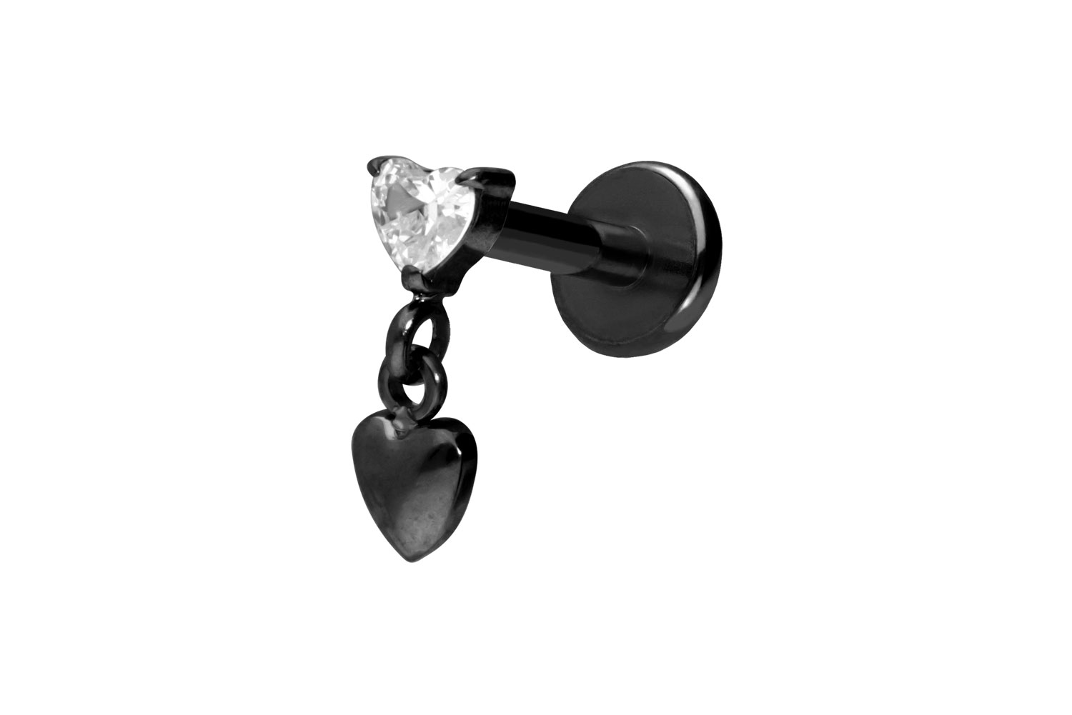 Titan Labret Piercing mit Push Fit 2 HERZEN